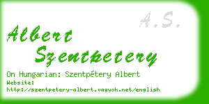 albert szentpetery business card