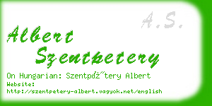 albert szentpetery business card